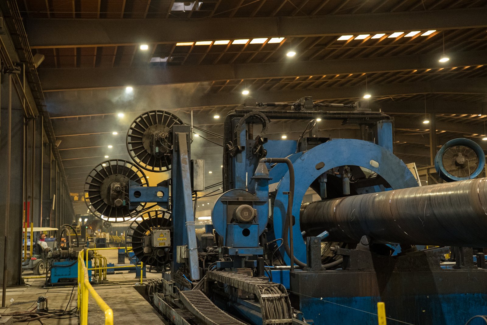 Pipe forming equipment inside the Jindal Tubular mill